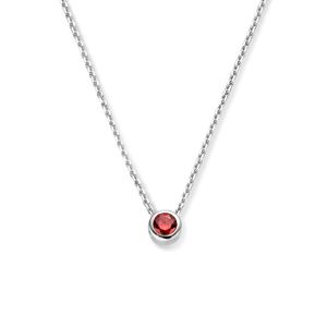 Ketting Geboortesteen januari zilver-granaat rood 41-45 cm
