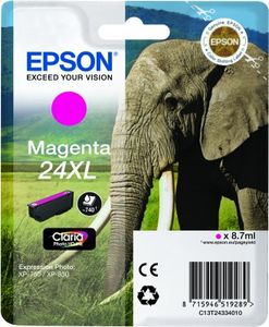 Epson Elephant Singlepack Magenta 24XL Claria Photo HD Ink