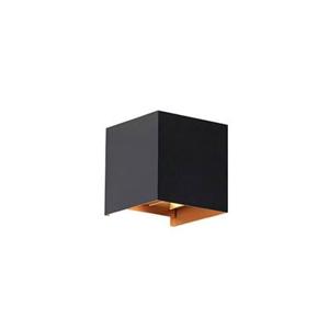 QAZQA Buiten wandlamp zwart met goud incl. LED 2-lichts IP54 - Edwin