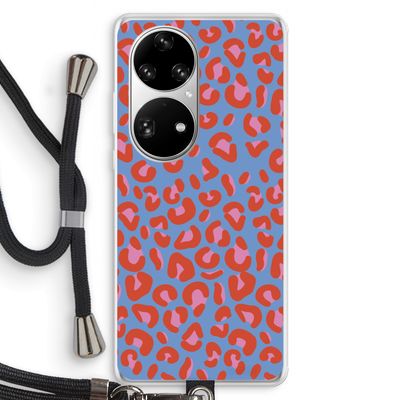 Leopard blue: Huawei P50 Pro Transparant Hoesje met koord
