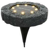 Solar grond prikspot/tuinspot led - kunststeen - steengrijs - 11 x 2 cm - warm wit - thumbnail
