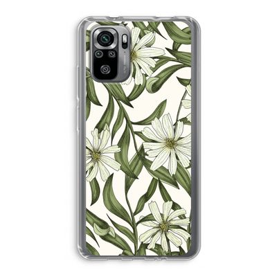Wit bloemenpatroon: Xiaomi Redmi Note 10S Transparant Hoesje