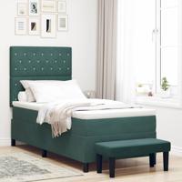 Boxspring Bed met Matras & Bench Donkergroen 90x190 cm Fluweel