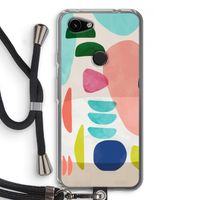 Bold Rounded Shapes: Pixel 3a Transparant Hoesje met koord