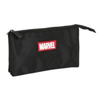 Pennenetui met 3 vakken Marvel Zwart (22 x 12 x 3 cm)