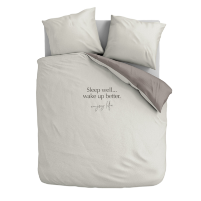 Dekbedovertrek Percale-Katoen - Sleep Well - Lits-Jumeaux XL (260x200 Cm) - Wit & Grijs Percale Katoen - Effen - Presence - Dekbed-Discounter.nl
