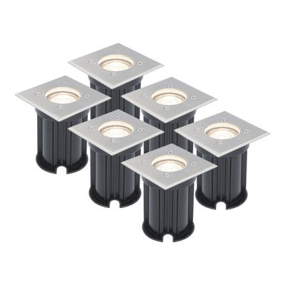 HOFTRONIC™ Set van 6 grondspots RVS vierkant 4000K GU10 IP65 waterdicht 3 jaar garantie dimbaar