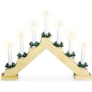Christmas Decoration kaarsenbrugA goud - 41 x 5 x 31 cm - hout - kerstverlichting figuur