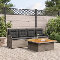 3-delige Loungeset met kussens poly rattan grijs