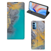 OPPO Reno4 Pro 5G Standcase Marble Blue Gold - thumbnail