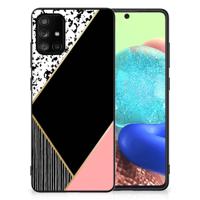 Samsung Galaxy A71 Backcover Zwart Roze Vormen
