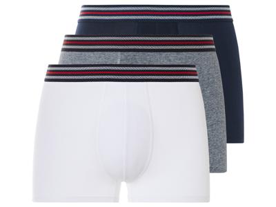 LIVERGY 3 heren boxers (Marine/lichtblauw/wit, M)