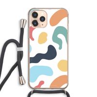 Memphis Shapes Blue: iPhone 11 Pro Max Transparant Hoesje met koord