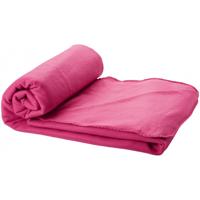 Fleece deken of plaid - bank/bed - roze - 150 x 120 cm - reisdeken met tasje Fleece deken of plaid - bank/bed - roze - 150 x 120 cm - reisdeken met tasje