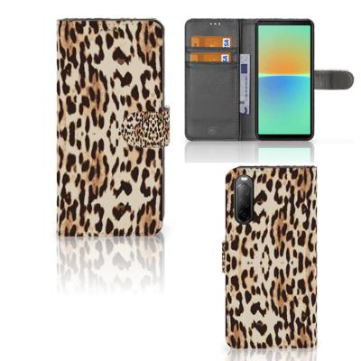 Sony Xperia 10 IV | Telefoonhoesje | Met pasjeshouder | Leopard