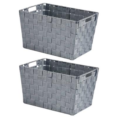 Kast/badkamer opbergmandjes - Set van 2x stuks - zilvergrijs - 35 x 25 x 20 cm - opbergmanden
