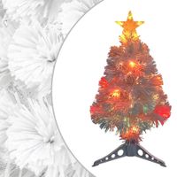 Kunstkerstboom met verlichting 64 cm glasvezel wit - thumbnail