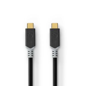 Nedis CCBW64020AT10 USB-kabel 1 m USB4 Gen 2x2 USB C Zwart, Zilver