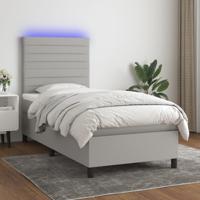 Boxspring met matras en LED stof lichtgrijs 80x200 cm