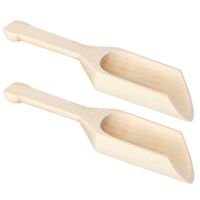 Schep lepeltjes - 2x - hout - beige - 17 x 6 cm