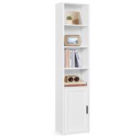 Boekenkast met deur en open vakken, Wolkenwit / 31,8B cm