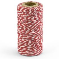 1x Rood/wit katoenen touw 50 meter cadeaulint   -