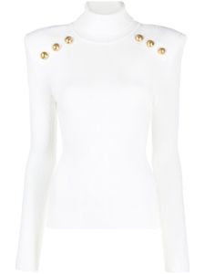 Balmain pull nervuré à boutons décoratifs - Blanc