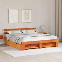 Bedframe met lade Wasbruin 200 x 200 cm Massief grenenhout