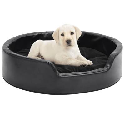 VidaXL Hondenmand 69x59x19 cm pluche en kunstleer zwart