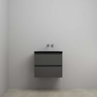 On-Line Onderkast - 60 cm - Voorgemonteerd - Ladestructuur - Acryl Wastafel - zonder Kraangat - Mat Antraciet