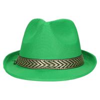 Carnaval verkleed Trilby/gangster hoedje - groen - polyester - heren/dames