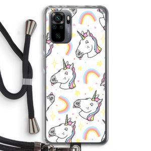 Rainbow Unicorn: Xiaomi Redmi Note 10 Pro Transparant Hoesje met koord
