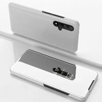 Galvaniseren spiegel horizontale Flip lederen case voor Huawei Honor 20 met houder (zilver)