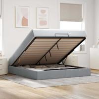 Ottoman bed met matras 160x200cm stof lichtgrijs