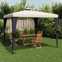 Prieel met dubbel dak 2,98x2,98 m staal crmekleurig