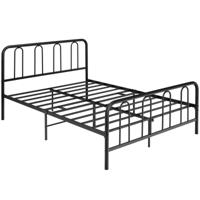 Metalen Bedframe met Hoofdeinde en Voeteneind Modern Platformbed 209 x 144 x 101 cm Zwart