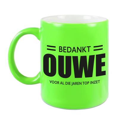 Bedankt ouwe - voor al die jaren top inzet - koffiemok - 300 ml - groen - VUT / pensioen - collega