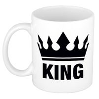 Cadeau King mok/ beker wit met zwarte bedrukking 300 ml - thumbnail