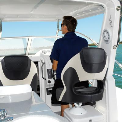 Opklapbare Bootstoel van Waterdicht PVC Leer Gestoffeerde Visstoel met 53 cm Hoge Rugleuning Gebogen Armleuningen voor Vistoerisme