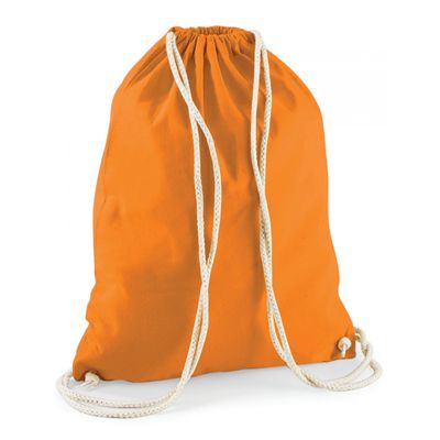 2x stuks sport gymtas oranje met rijgkoord 46 x 37 cm van katoen