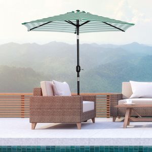 Outsunny Parasol tuinparaplu buitenshuis park balkon frame staal groene strepen | Aosom Netherlands