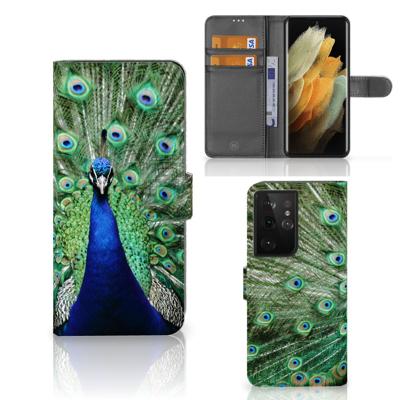 Samsung Galaxy S21 Ultra | Telefoonhoesje | Met pasjeshouder | Pauw