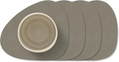 LIND DNA Onderzetters Nupo - Leer - Flint Grey - 13 x 11 cm - 4 Stuks