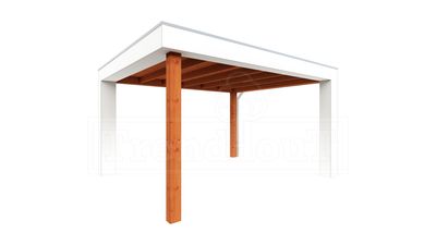 Trendhout Buitenverblijf Verona 400x400 cm - Plat dak model rechts- Plat dak- Onbehandeld lariks Douglas hout- Trendhout