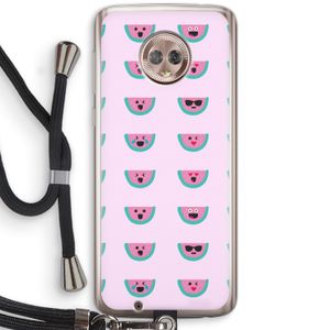 Smiley watermeloenprint: Motorola Moto G6 Transparant Hoesje met koord
