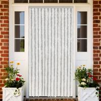 VidaXL Vliegengordijn 118x220 cm chenille lichtgrijs en wit VidaXL Vliegengordijn 118x220 cm chenille lichtgrijs en wit