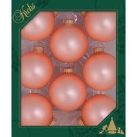 8x stuks glazen kerstballen 7 cm koraal velvet roze - thumbnail