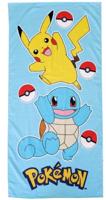 Pokemon strandlaken Squirtle en Pikachu 70 x 140 cm lichtblauw