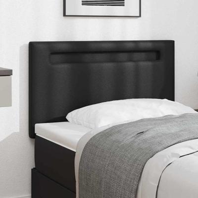 Hoofdbord met LED -striplichten Wandgemonteerd Zwart 100 cm PVC