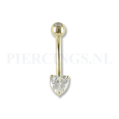 Navelpiercing goud 14 karaat hart